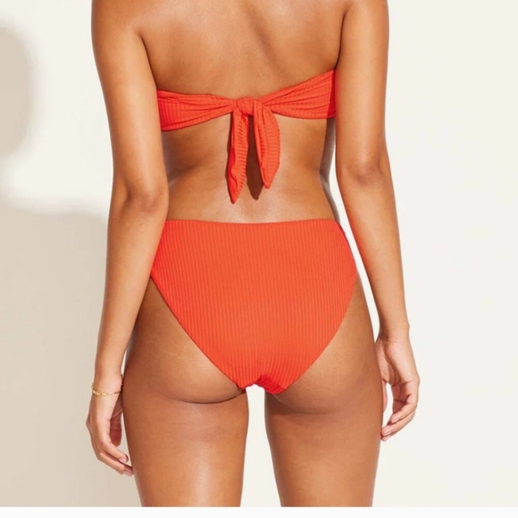 Vitamin A Eco Ribbed Bikini Bottoms Red - Picture 2 of 8